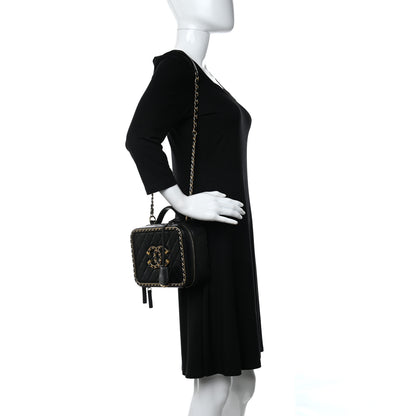 Chanel Goatskin Quilted Medium CC Filigree Vanity Case Black 2 of 9