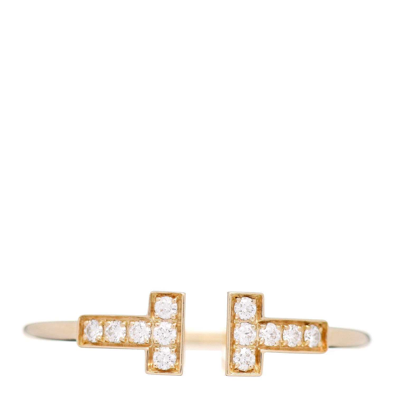 Tiffany 18K Yellow Gold Diamond T Wire Ring 63 10.5 1 of 6