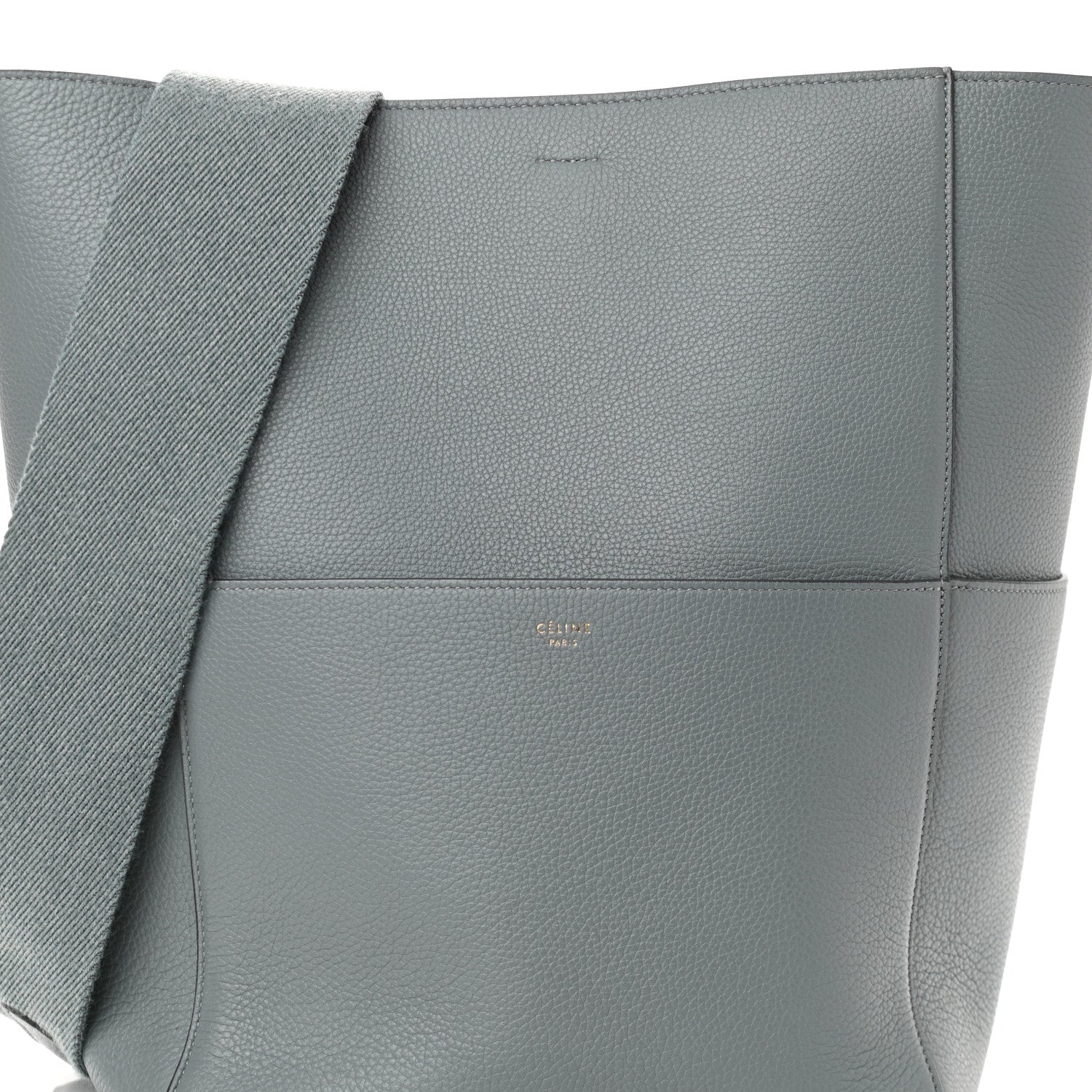 Celine Soft Grained Calfskin Sangle Bucket Bag Storm 7 of 9