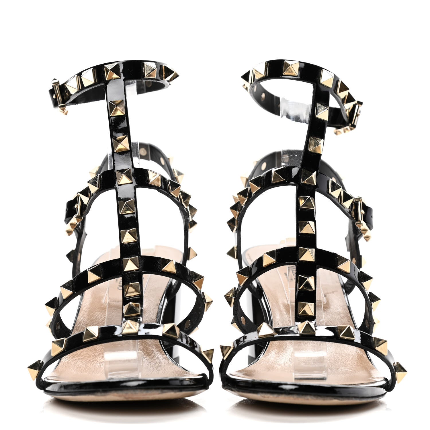 Valentino Garavani Patent Calfskin Rockstud 60mm City Sandals 35.5 Black 2 of 11