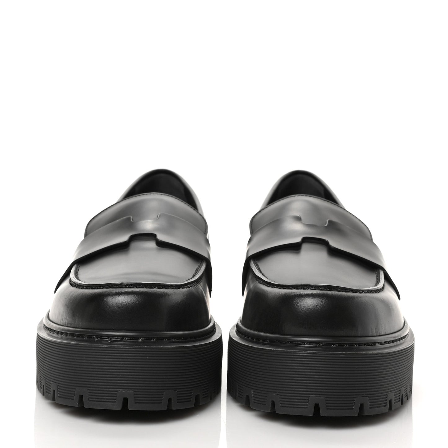 Glazed Calfskin Womens Hitch Loafers 41 Black