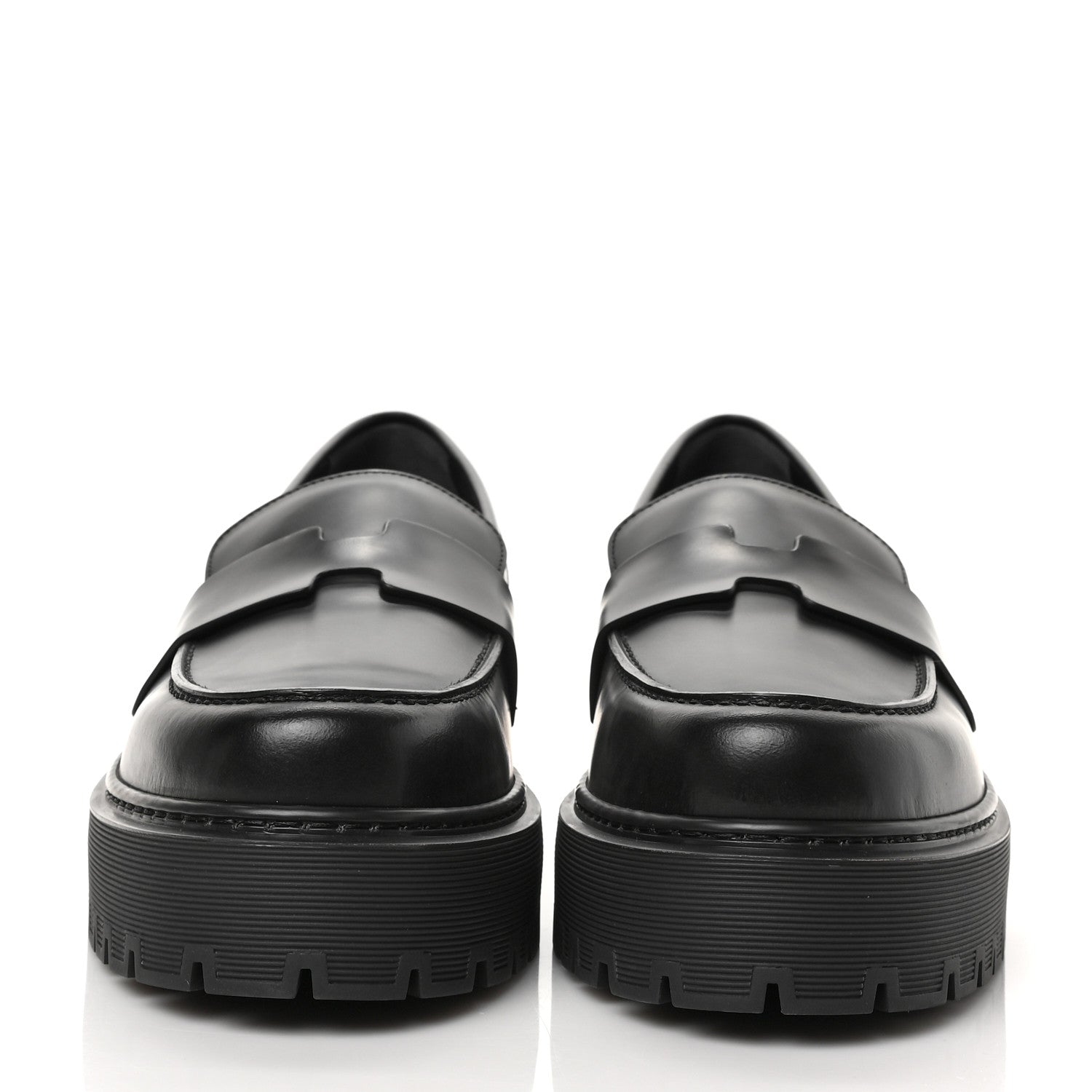 Hermes Glazed Calfskin Womens Hitch Loafers 41 Black 2 of 8