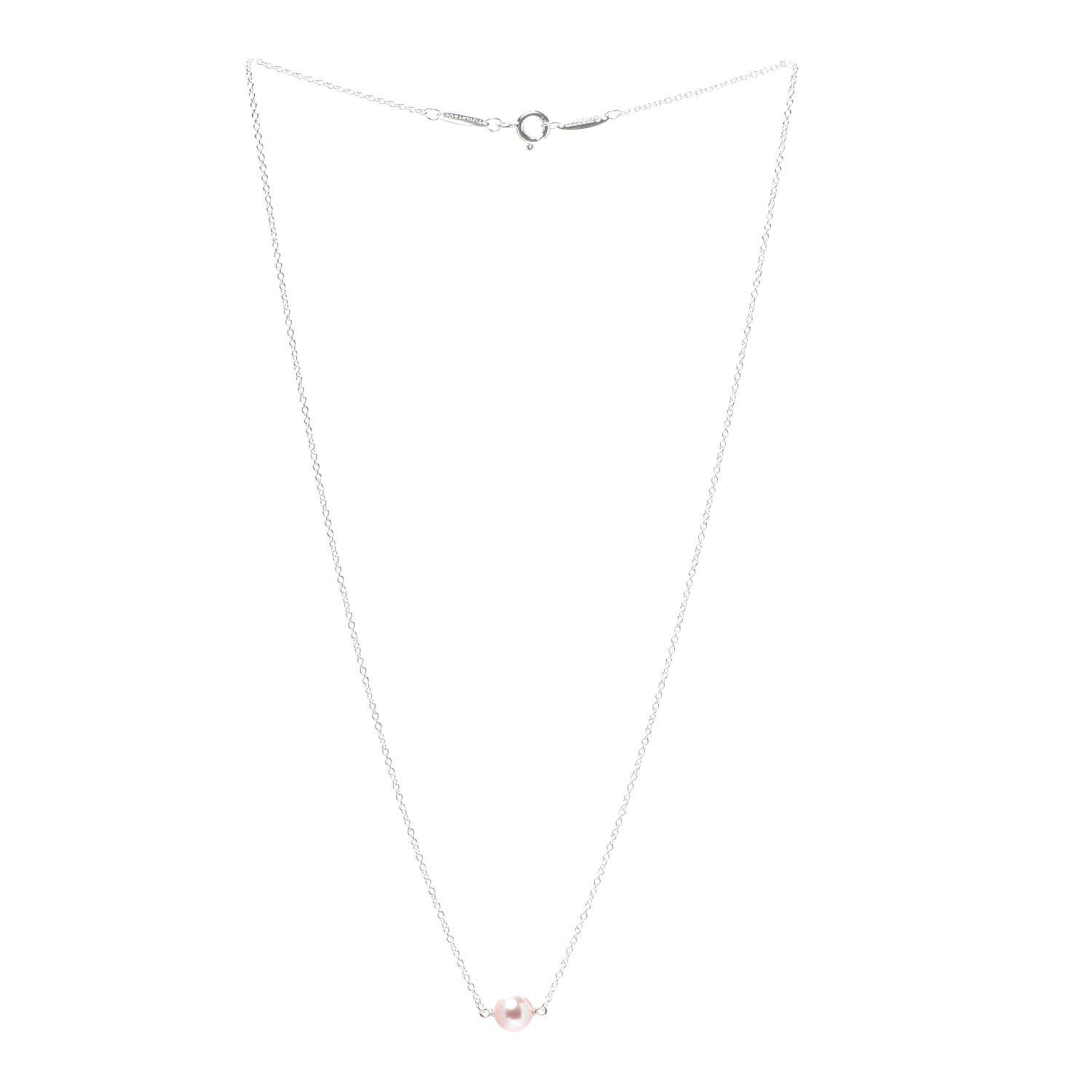 Tiffany Sterling Silver Pink Pearl Elsa Peretti Pearl By The Yard Necklace 3 of 6