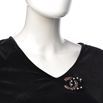 Chanel Resin Glitter Crystal CC Star Brooch Multicolor 2 of 5