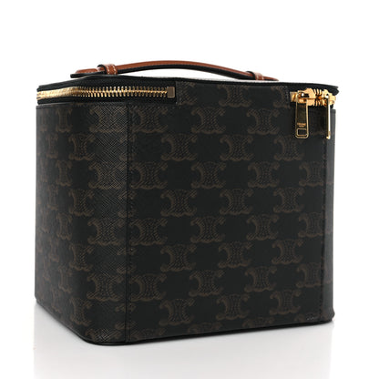 Celine Triomphe Canvas Calfskin Square Vanity Case Tan 3 of 8