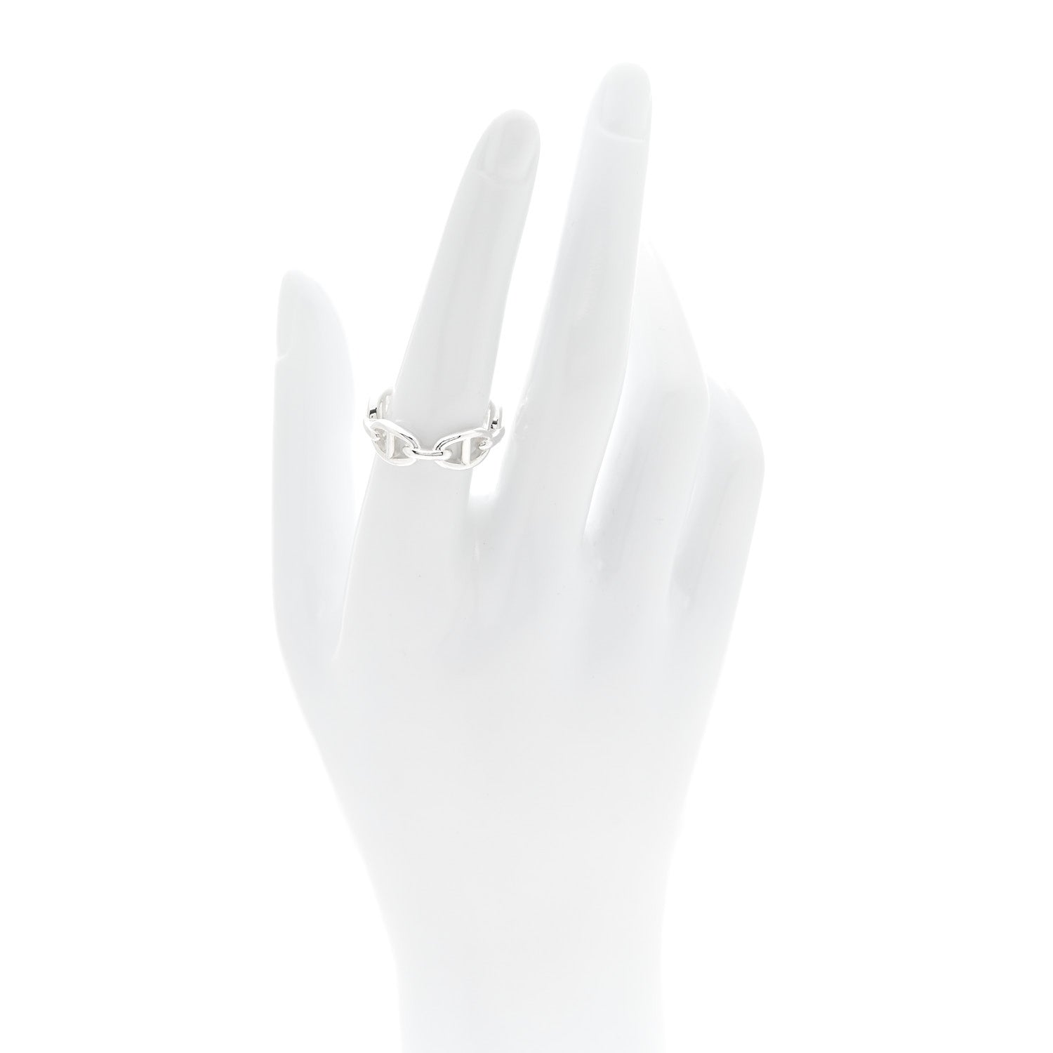 Hermes Sterling Silver PM Chaine d'Ancre Enchainee Band Ring 56 7.5 2 of 7