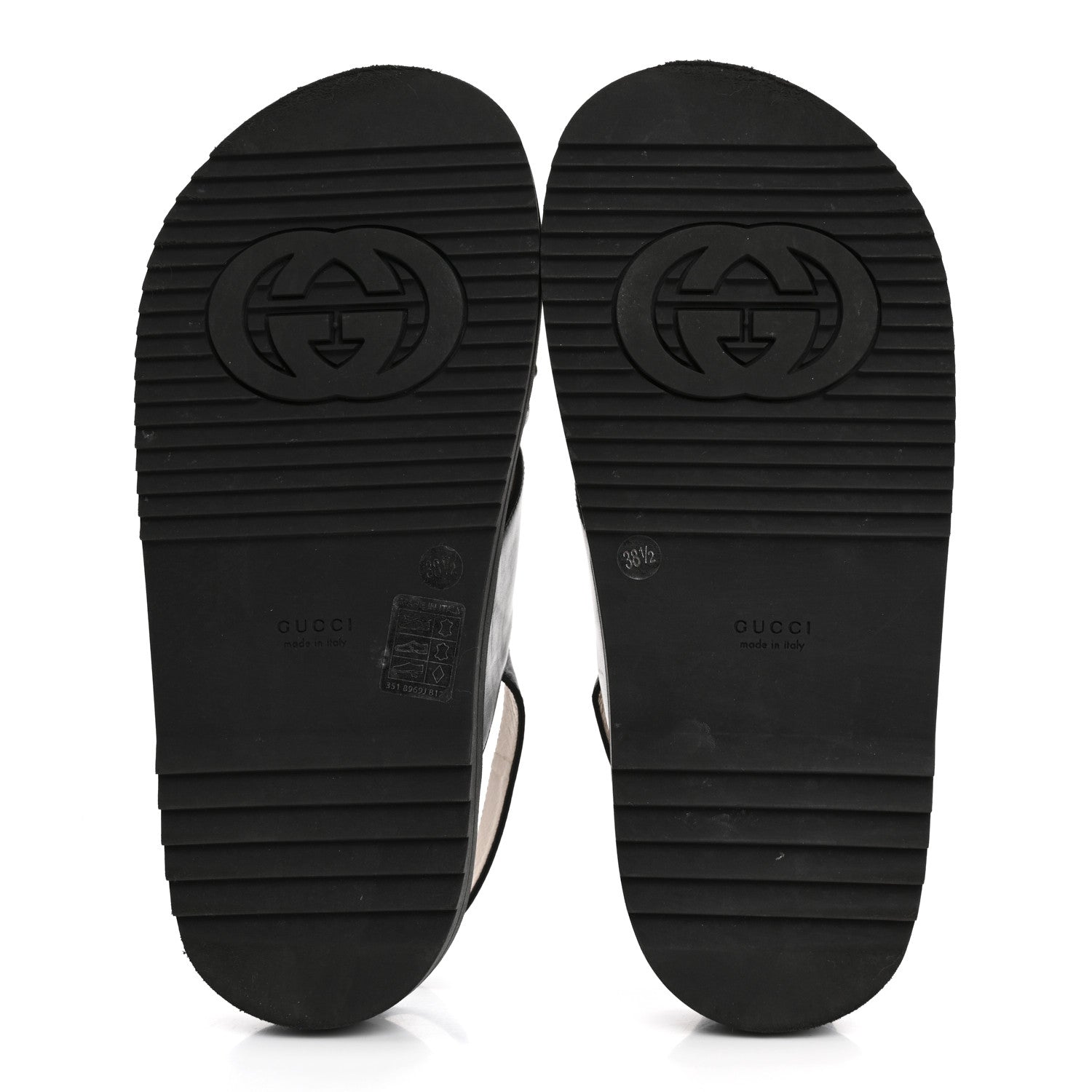 Gucci Logo Calfskin Slingback Sandals 38.5 Black 6 of 10