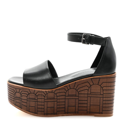 Hermes Calfskin Illusion 35 Sandals 37 Black 1 of 9