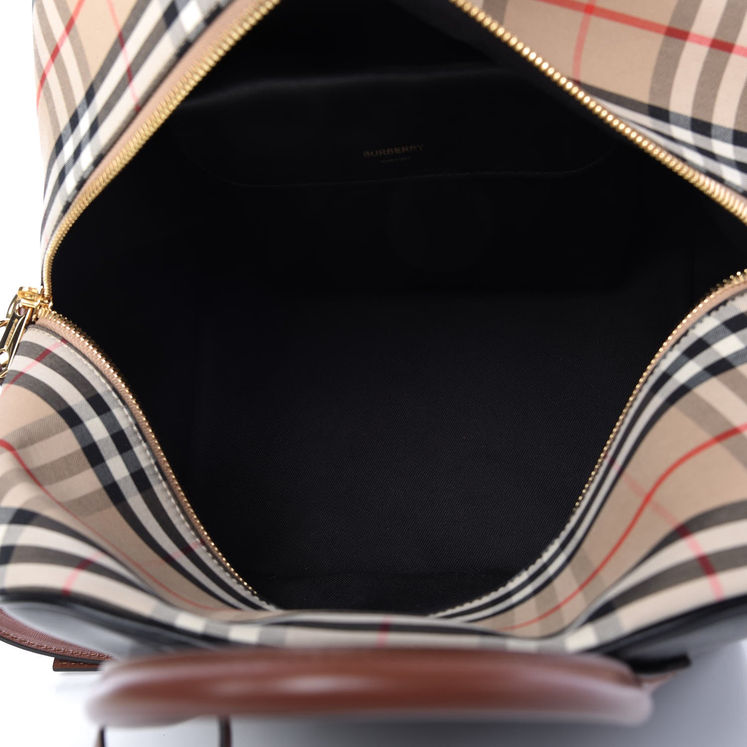 Burberry Smooth Calfskin House Check Medium Cube Bowling Bag Archive Beige 5 of 10