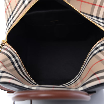 Burberry Smooth Calfskin House Check Medium Cube Bowling Bag Archive Beige 5 of 10