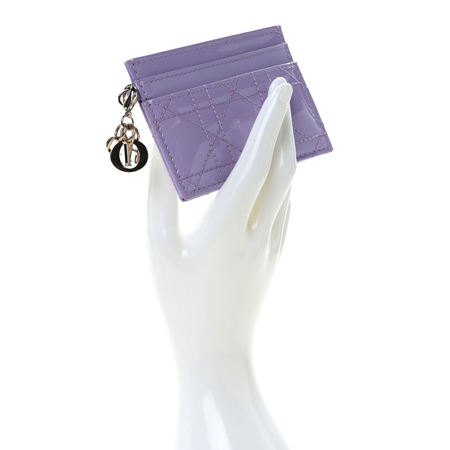 Christian Dior Patent Cannage Lady Dior Five-Slots Card Holder Lilac 2 of 7