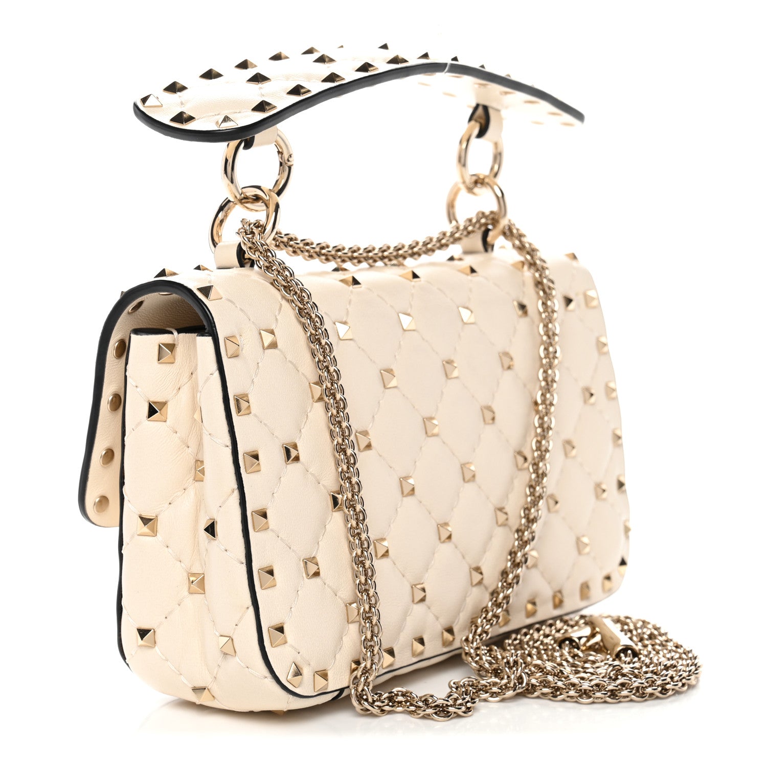 Valentino Garavani Nappa Small Rockstud Spike Shoulder Bag Light Ivory 3 of 9