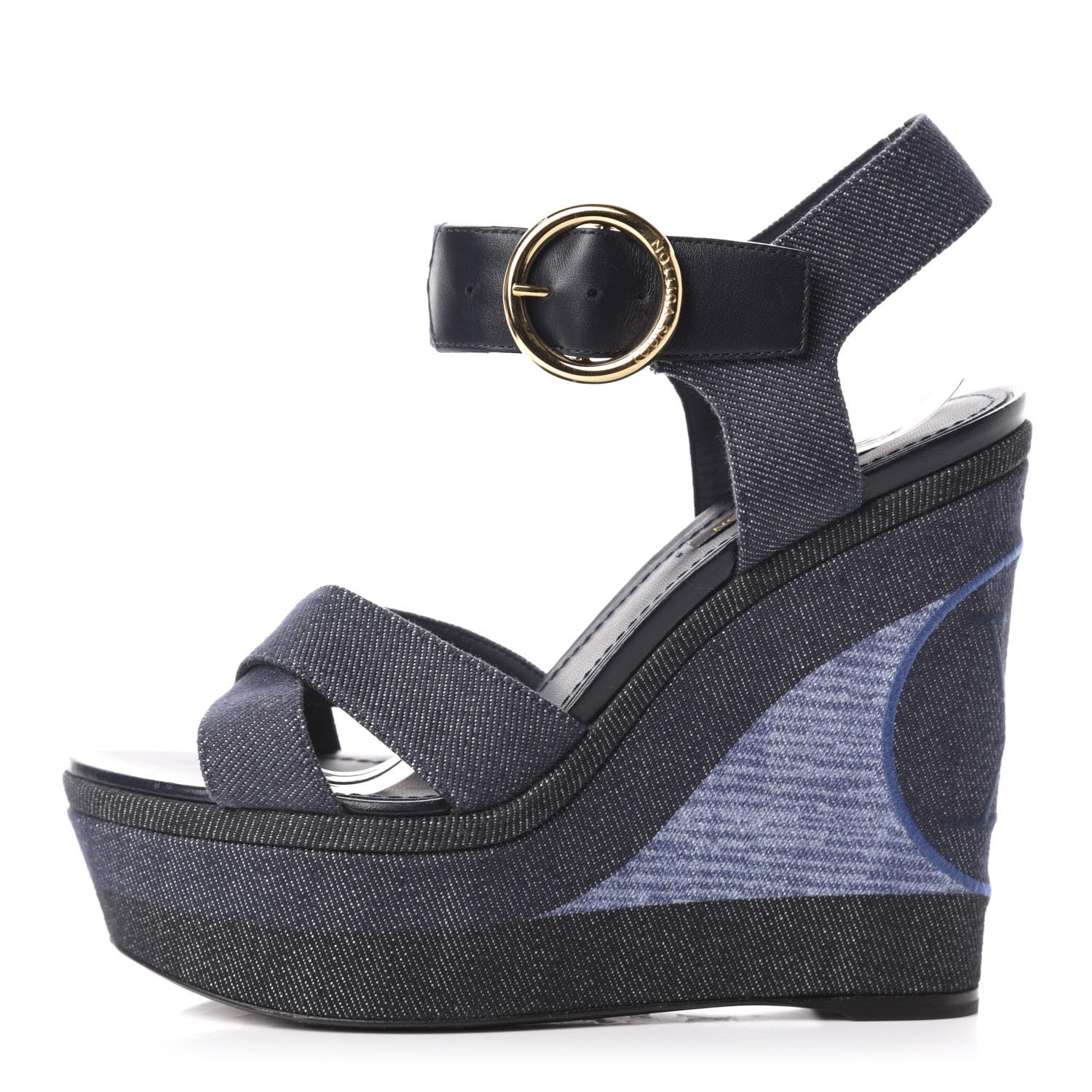 Louis Vuitton Canvas Blue Shore Wedge Sandal 36 Marine 1 of 11