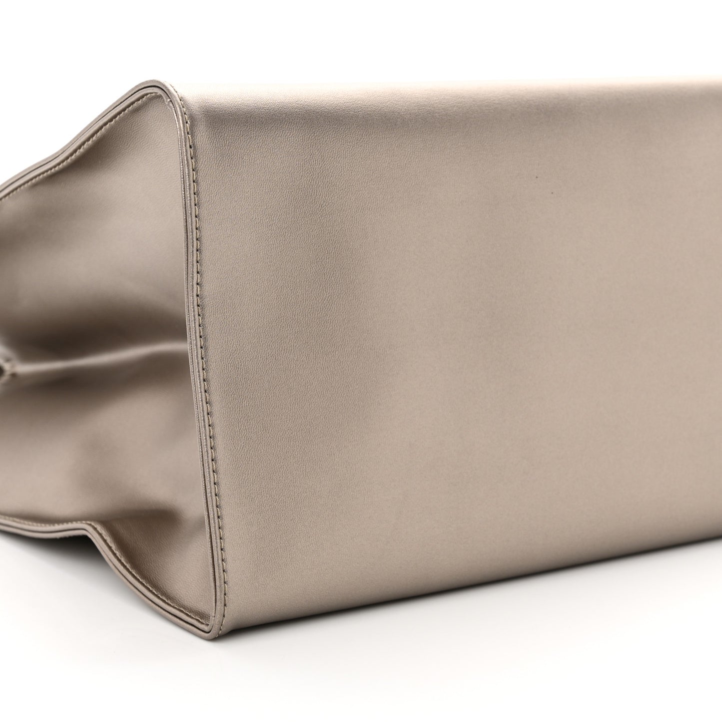 Metallic Vegan Leather Large Shopping Bag Bronze