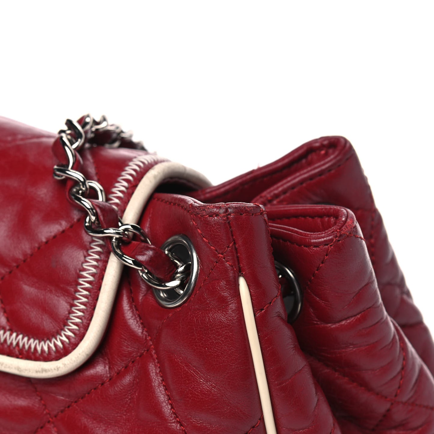 Lambskin Quilted East West Accordion Flap Light Bordeaux