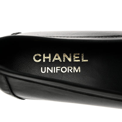 Chanel Calfskin Womens Stitched CC Loafers 35.5 Black 6 of 8