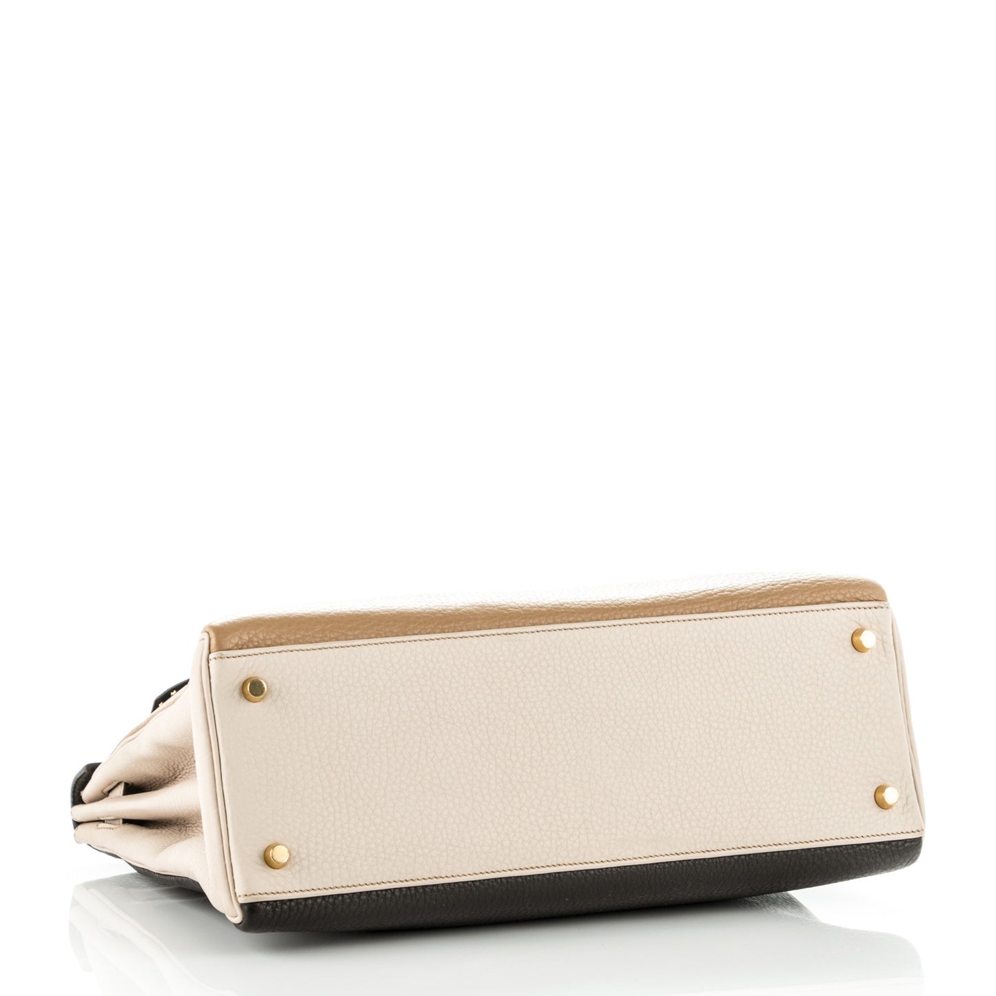 Taurillon Clemence Tri-Color Kelly Retourne 35 Tabac Camel Ebene Parchemin