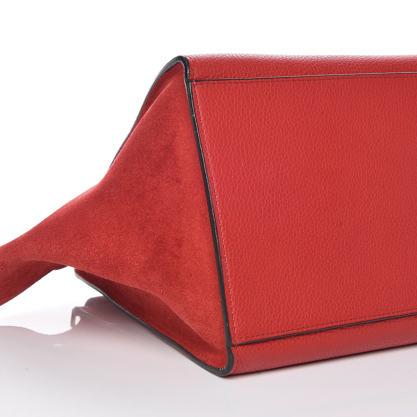 Drummed Calfskin Suede Small Trapeze Coquelicot