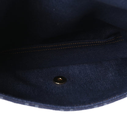 Fendi Denim FF Embroidered Reversible Baguette Blue 5 of 9