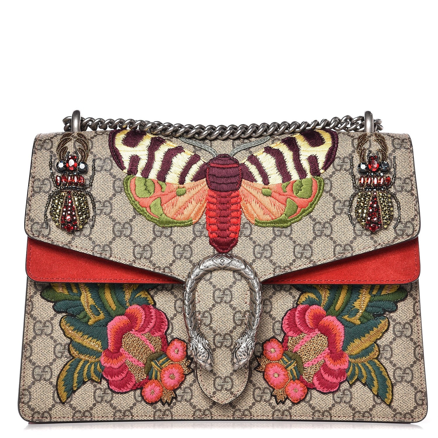 Gucci GG Supreme Monogram Embroidered Medium Dionysus Shoulder Bag Beige Hibiscus 1 of 8