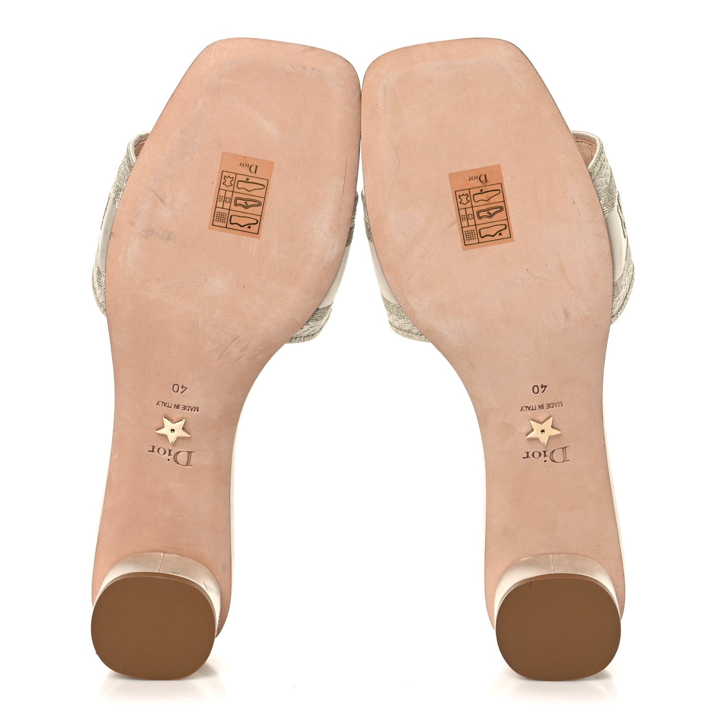 Metallic Satin Embroidered Dway 35mm Slide Sandals 40 Pale Gold