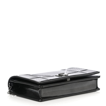 Christian Dior Metallic Patent Micro-Cannage Diorama Wallet on Chain Pouch Onyx Black 4 of 13