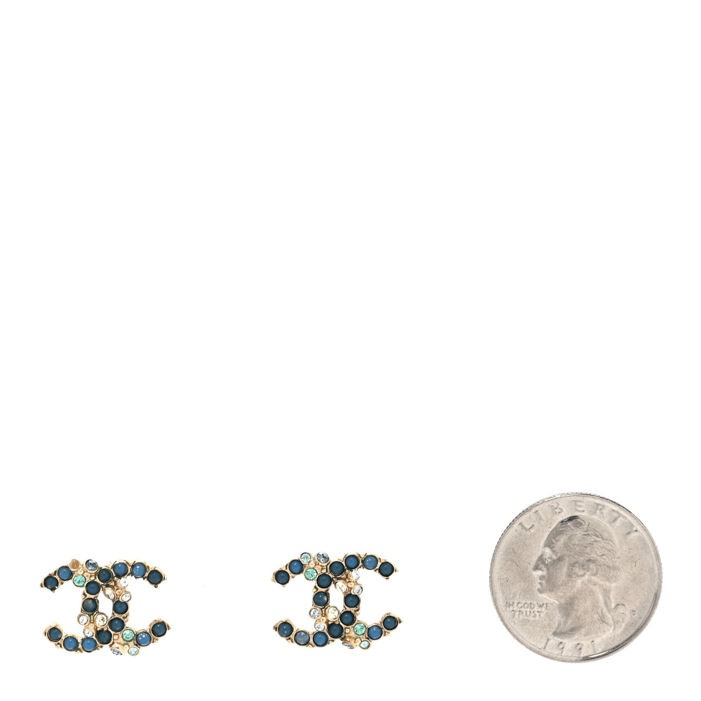Crystal CC Earrings Gold Blue