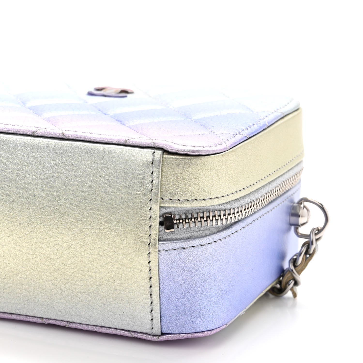 Chanel Metallic Gradient Calfskin Quilted Camera Case Blue Yellow Purple 10 of 11