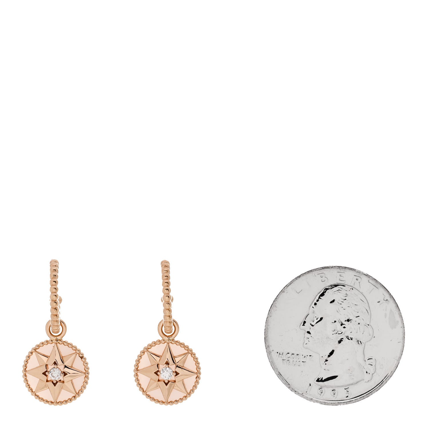 Christian Dior 18K Rose Gold Diamond Pink Opal Rose Des Vents Drop Earrings 2 of 4