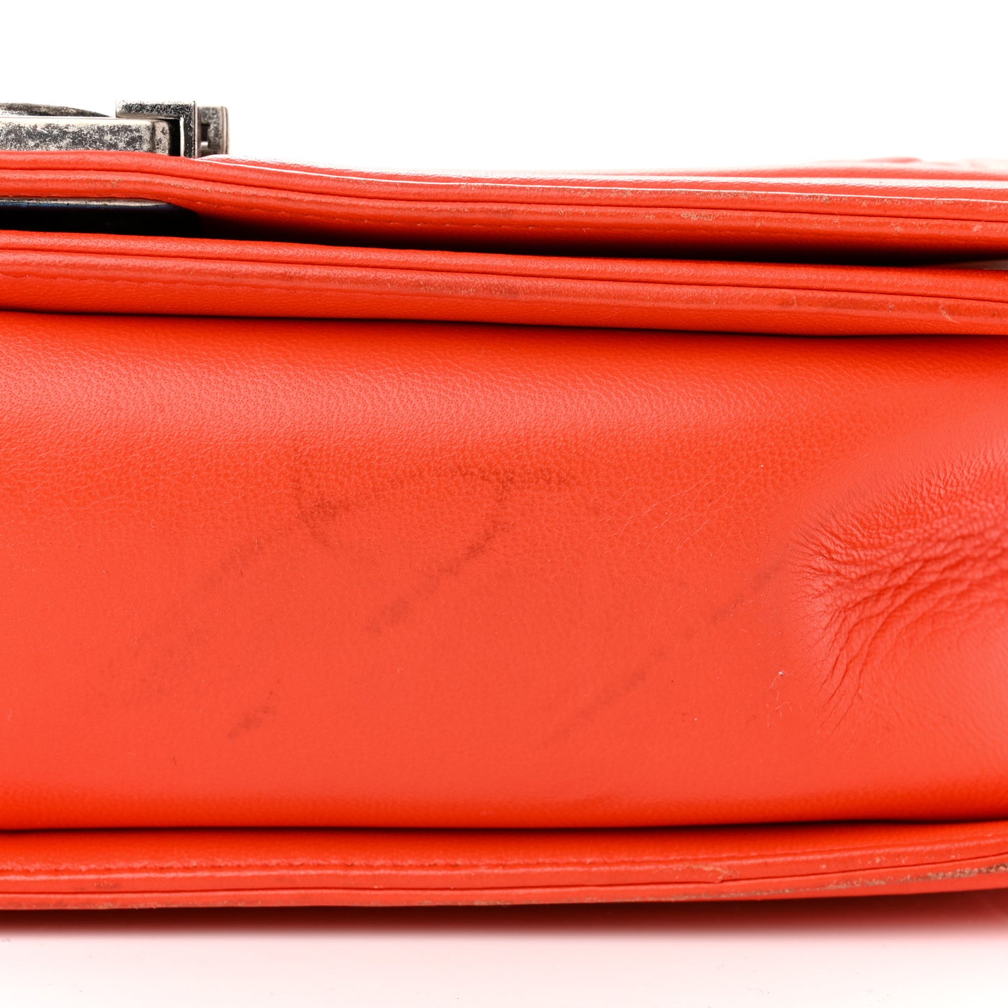 Calfskin Chevron Quilted New Medium Boy Flap Orange