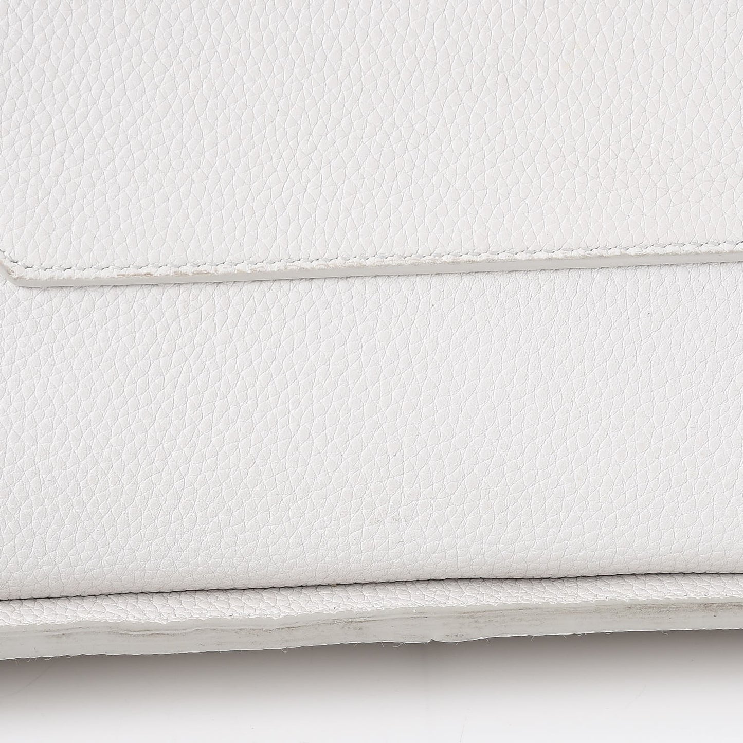 Baby Grained Calfskin Small Tri-Fold Bag White