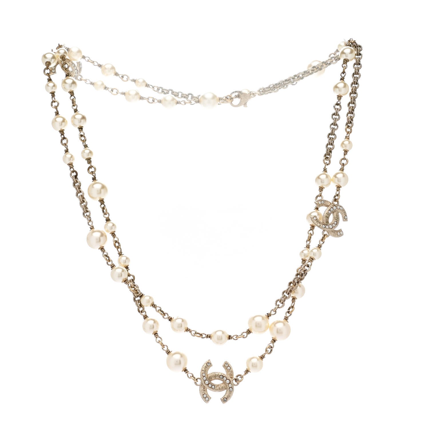 Chanel Pearl CC Necklace Light Gold 3 of 7