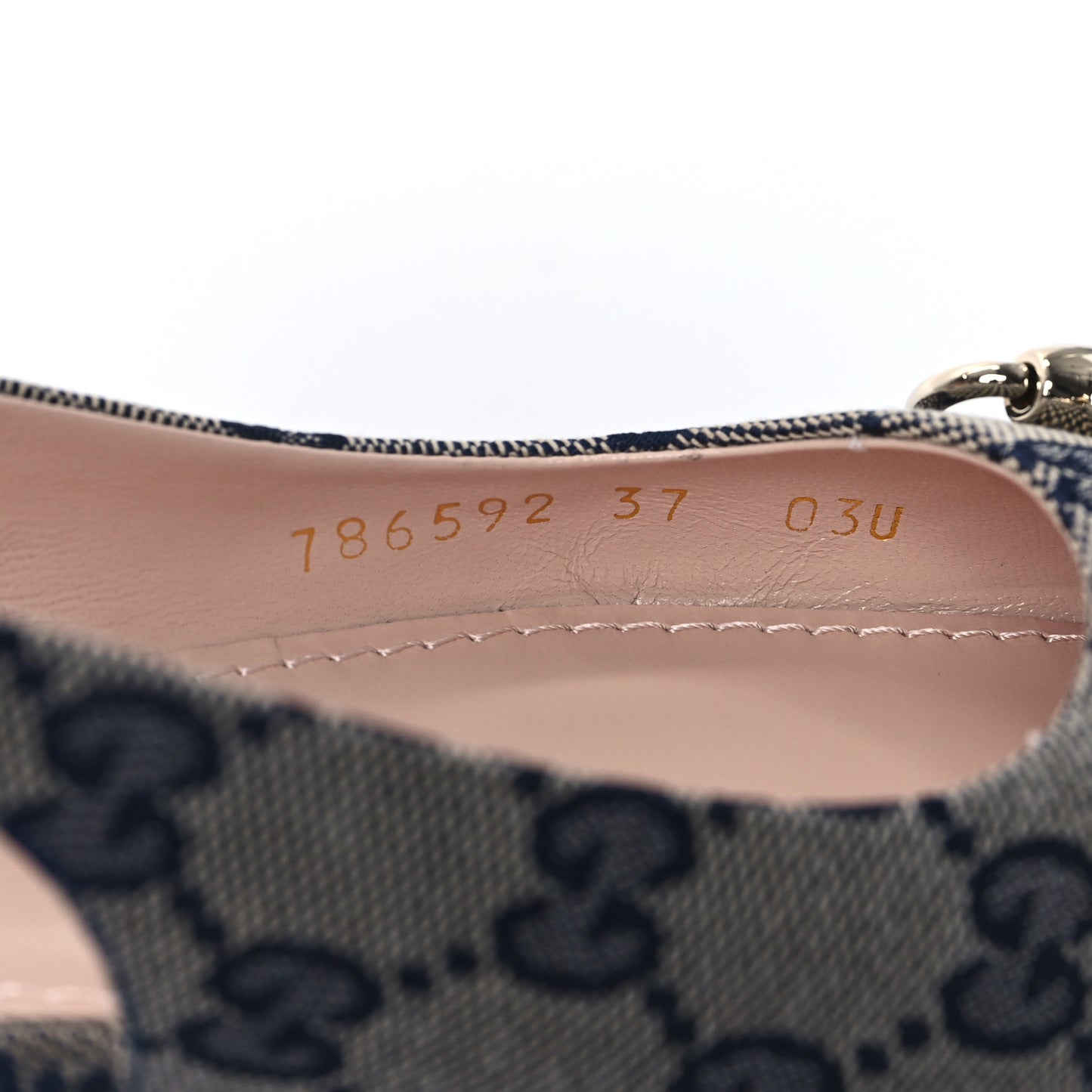 Monogram Horsebit Womens Slingback Ballet Flat 37 Beige Blue