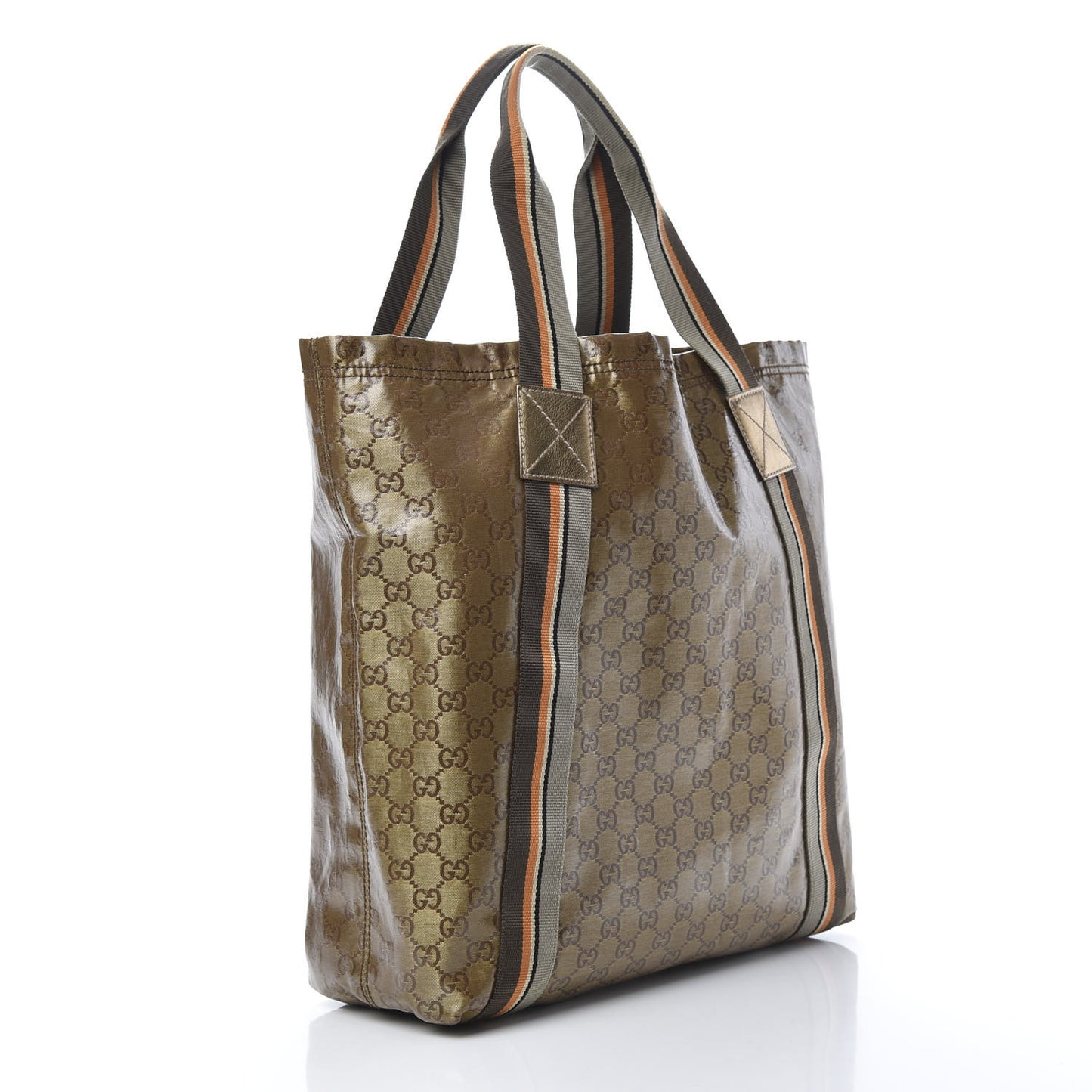 Crystal Monogram Medium Web Handle Vertical Tote Bronze