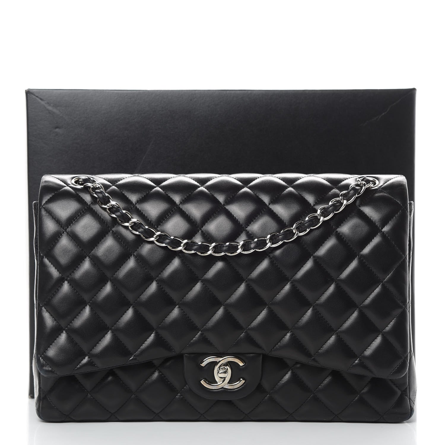 Chanel Lambskin Quilted Maxi Double Flap Black 19 of 19