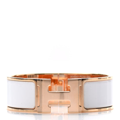 Hermes Enamel Wide Clic Clac H Bracelet GM White 1 of 5