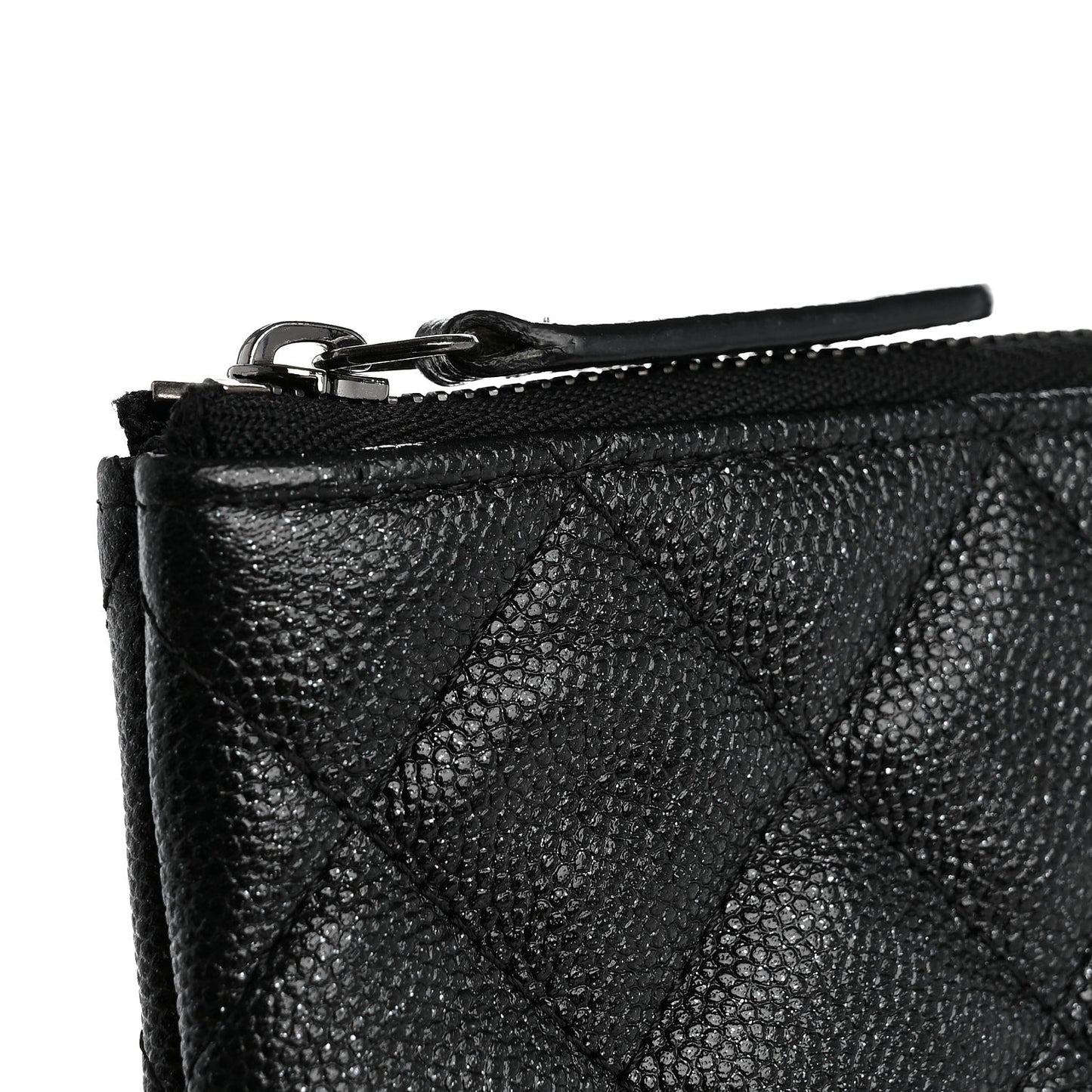 Iridescent Caviar Quilted Medium Cosmetic Case Black