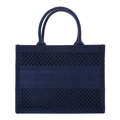 Christian Dior Mesh Embroidered Medium Book Tote Navy Blue 1 of 10