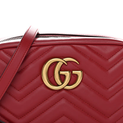 Gucci Calfskin Matelasse Small GG Marmont Chain Shoulder Bag Hibiscus Red 13 of 20