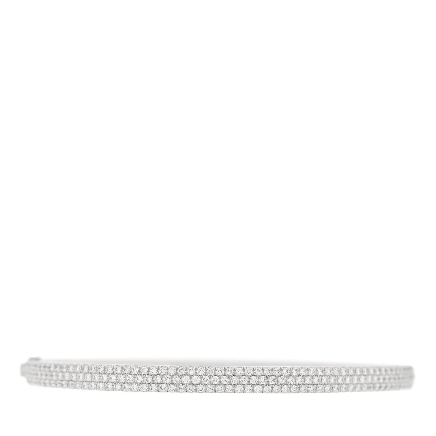 18K White Gold Diamond Metro Three-row Hinged Bangle Bracelet