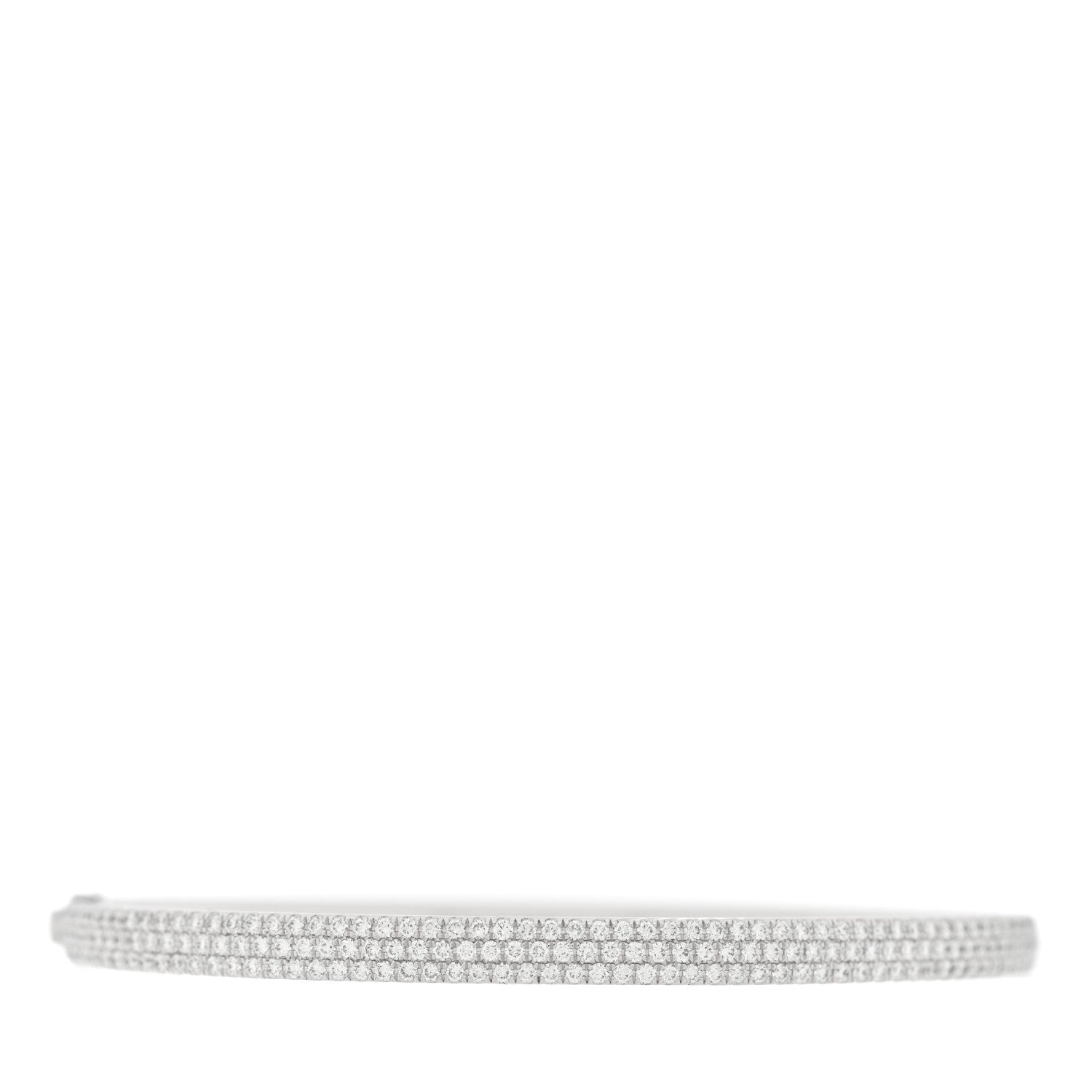 Tiffany 18K White Gold Diamond Metro Three-row Hinged Bangle Bracelet 1 of 4