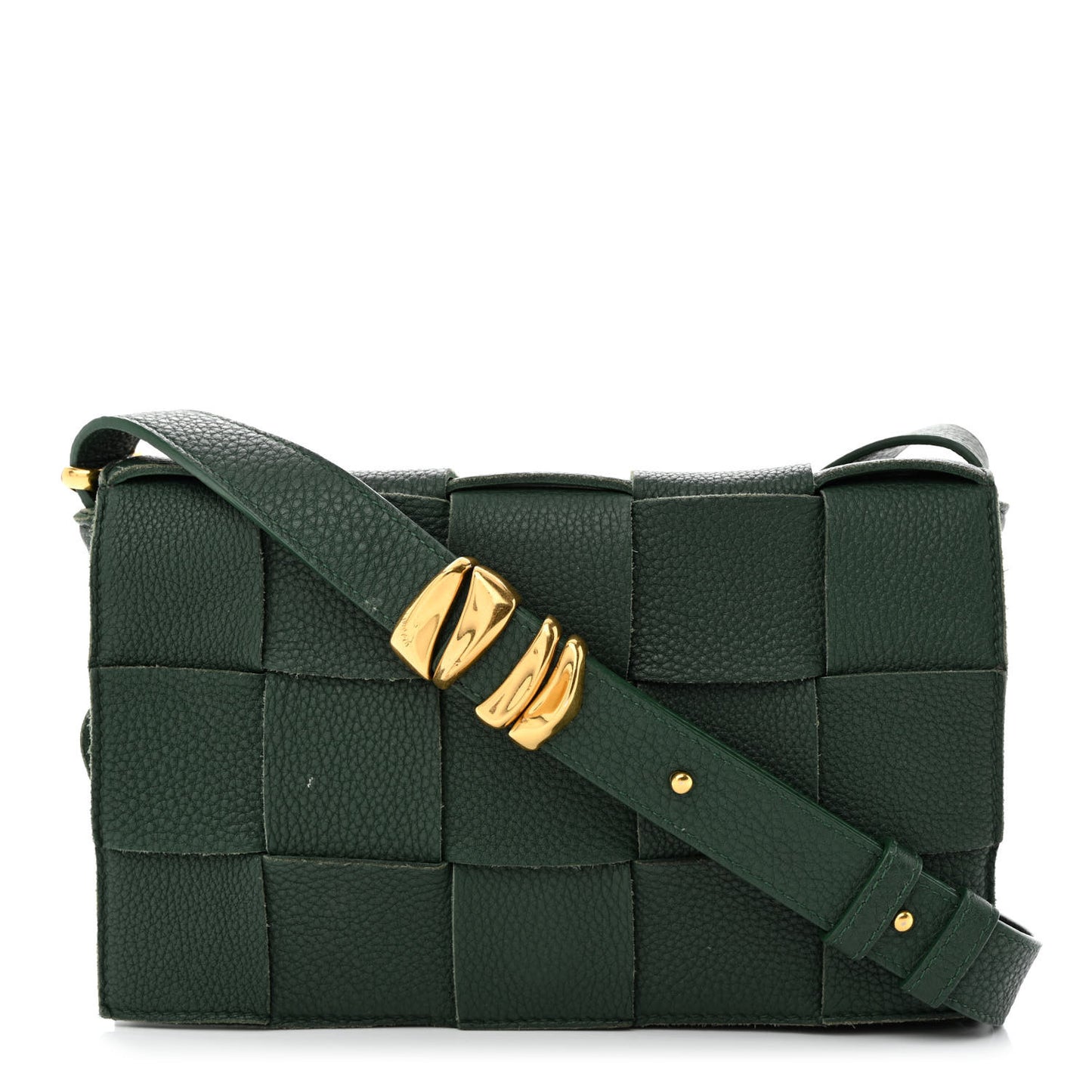 Grained Calfskin Maxi Intrecciato Cassette Crossbody Bag Raintree Green