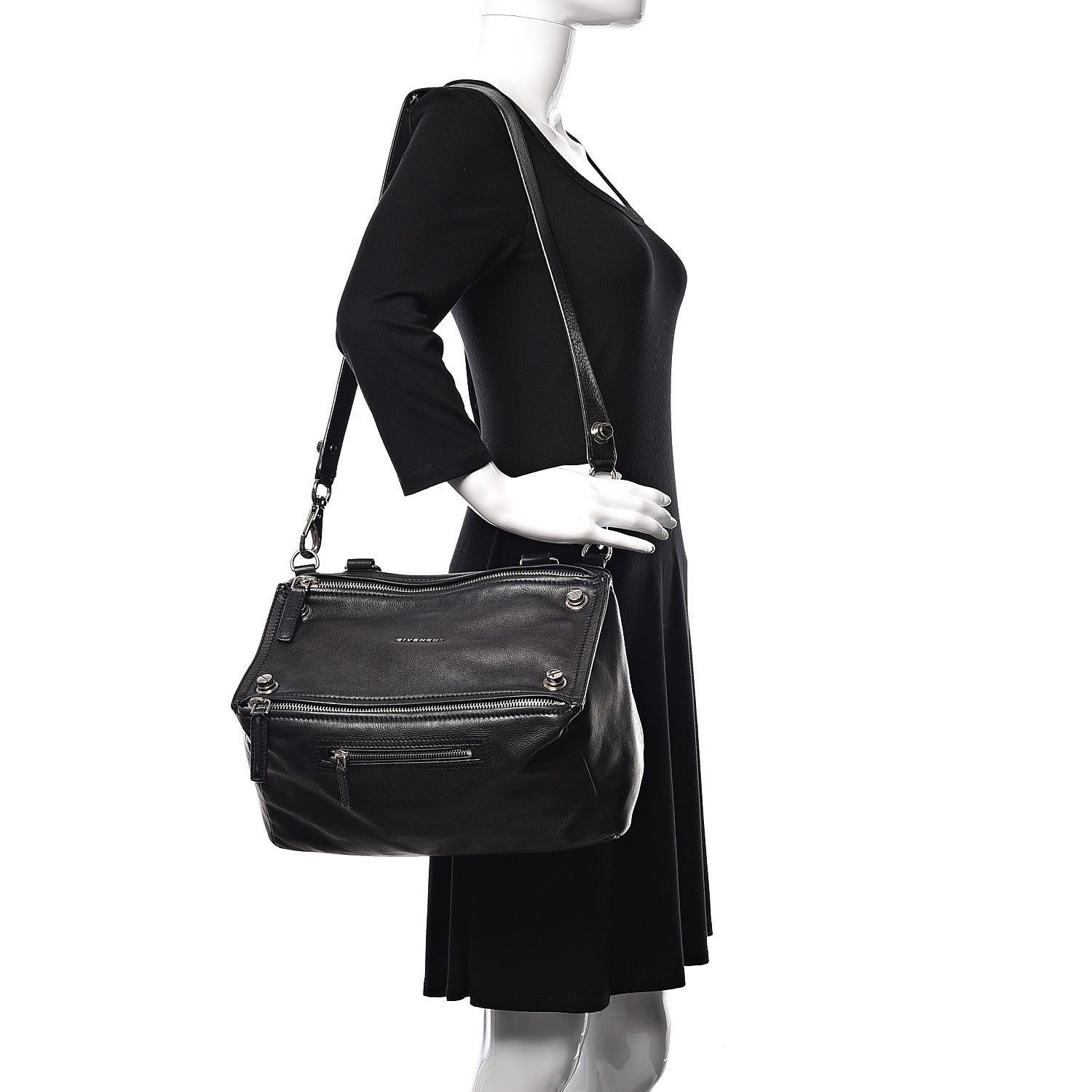 Givenchy Pebbled Calfskin Medium Bolt Stud Pandora Black 3 of 10
