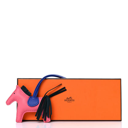 Hermes Milo Lambskin Grigri Rodeo Horse Bag Charm PM Rose Azalee Vert Cypress Bleu Electrique 4 of 4