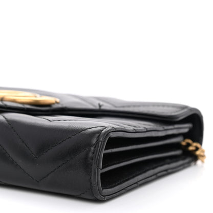 Gucci Calfskin Matelasse GG Marmont Chain Wallet Black 10 of 13