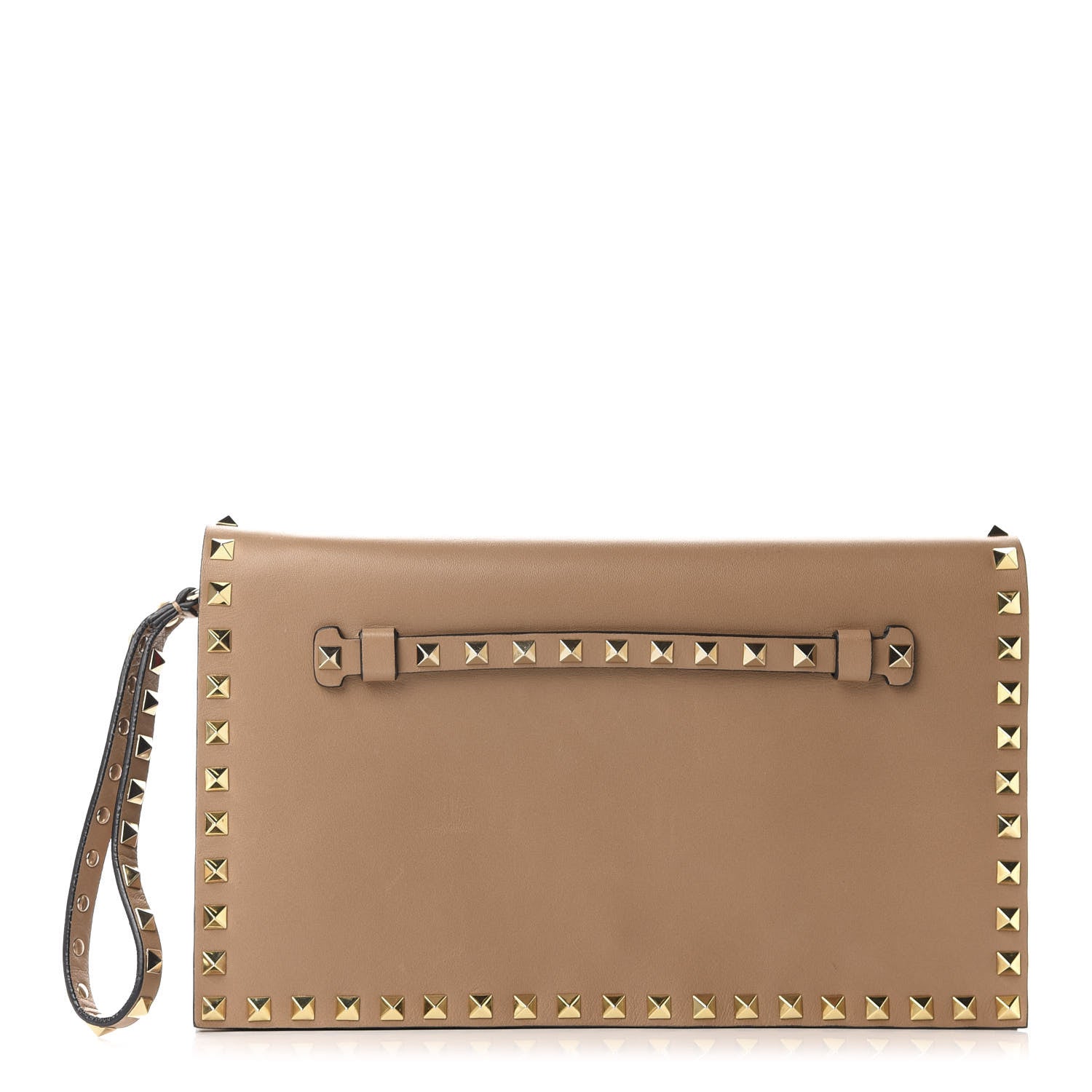 Valentino Garavani Nappa Rockstud Wristlet Clutch Alpaca 1 of 10