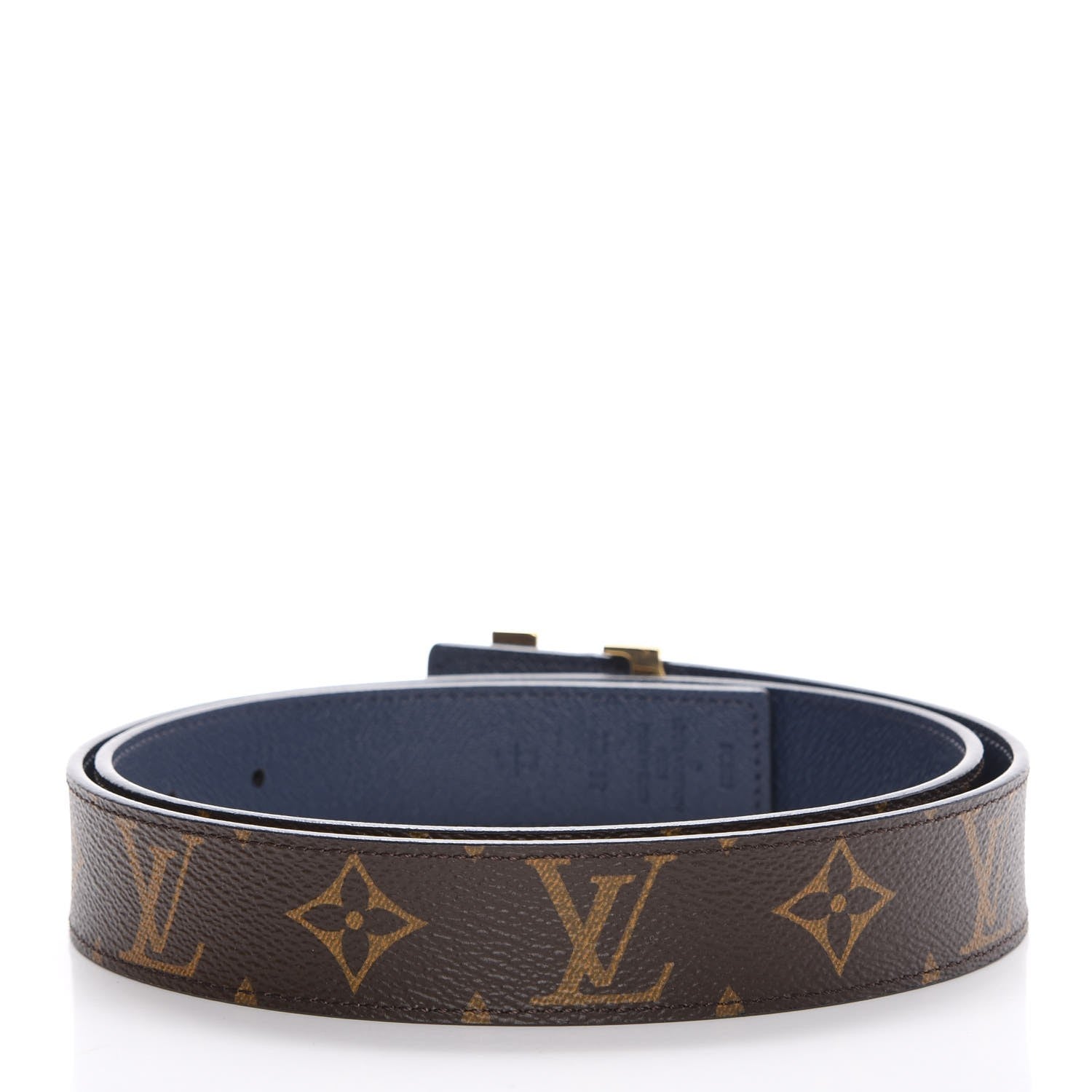 Louis Vuitton Calfskin Monogram 30mm LV Initiales Reversible Belt 85 34 Indigo 4 of 9