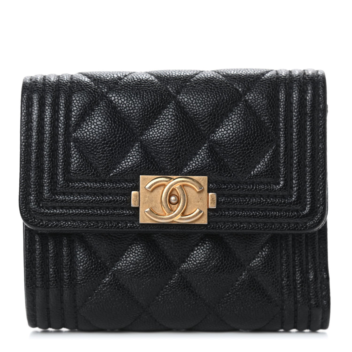 Chanel Caviar Quilted Compact Boy Wallet Black 1 of 8