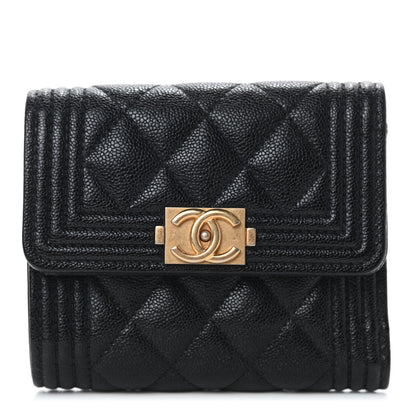 Chanel Caviar Quilted Compact Boy Wallet Black 1 of 8