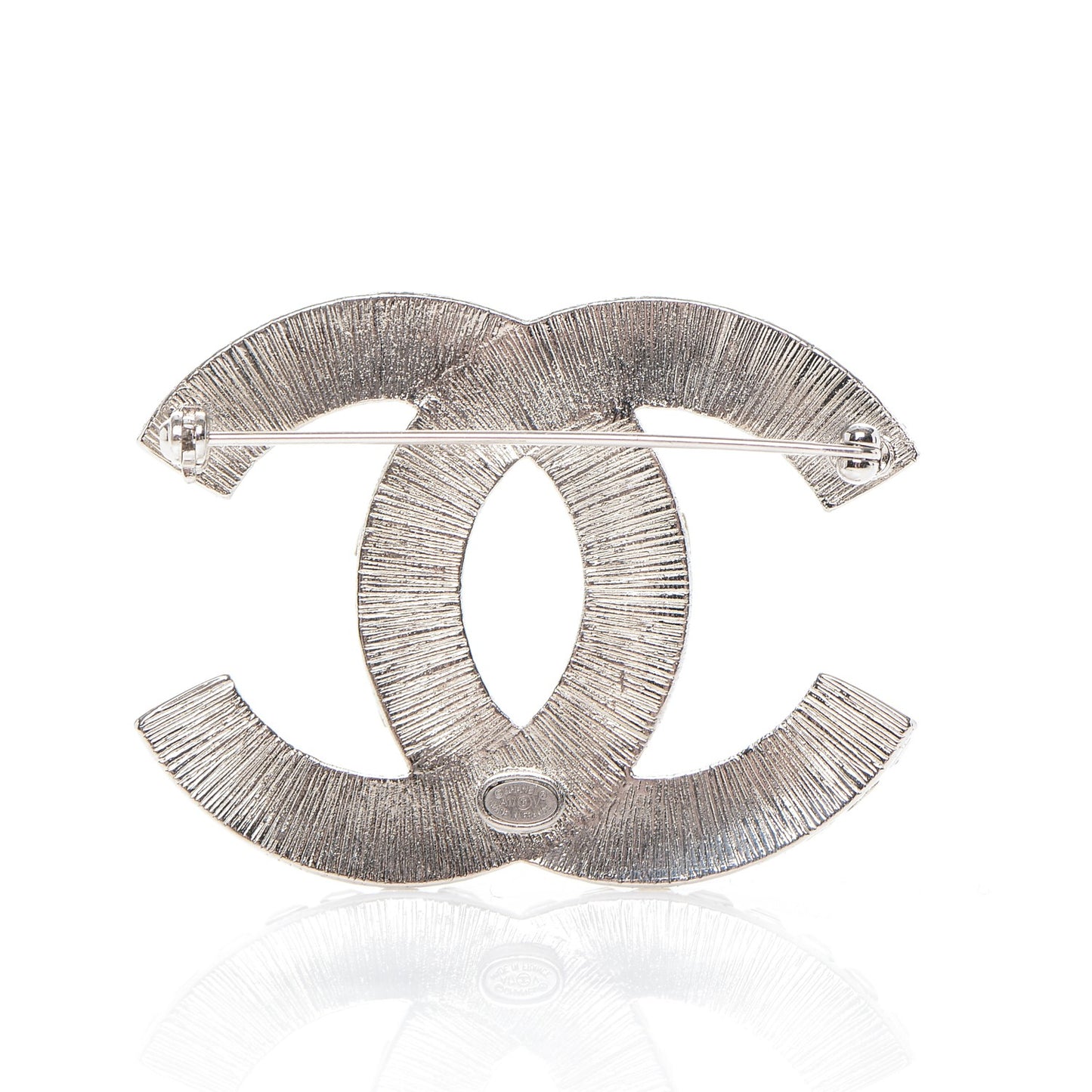 Baguette Crystal CC Brooch Silver